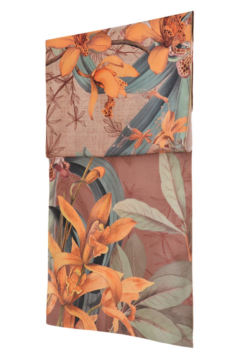 Botany Bliss Luxury Print Scarf - Chocolate