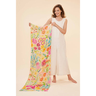 Watercolor Wildflowers Linen Scarf