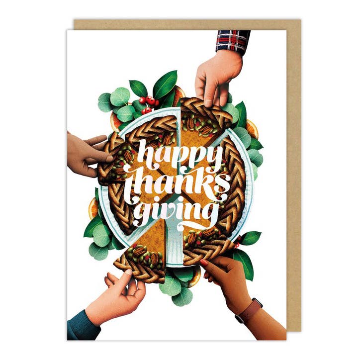 Hands In Pie Thanksgiving Holiday Card