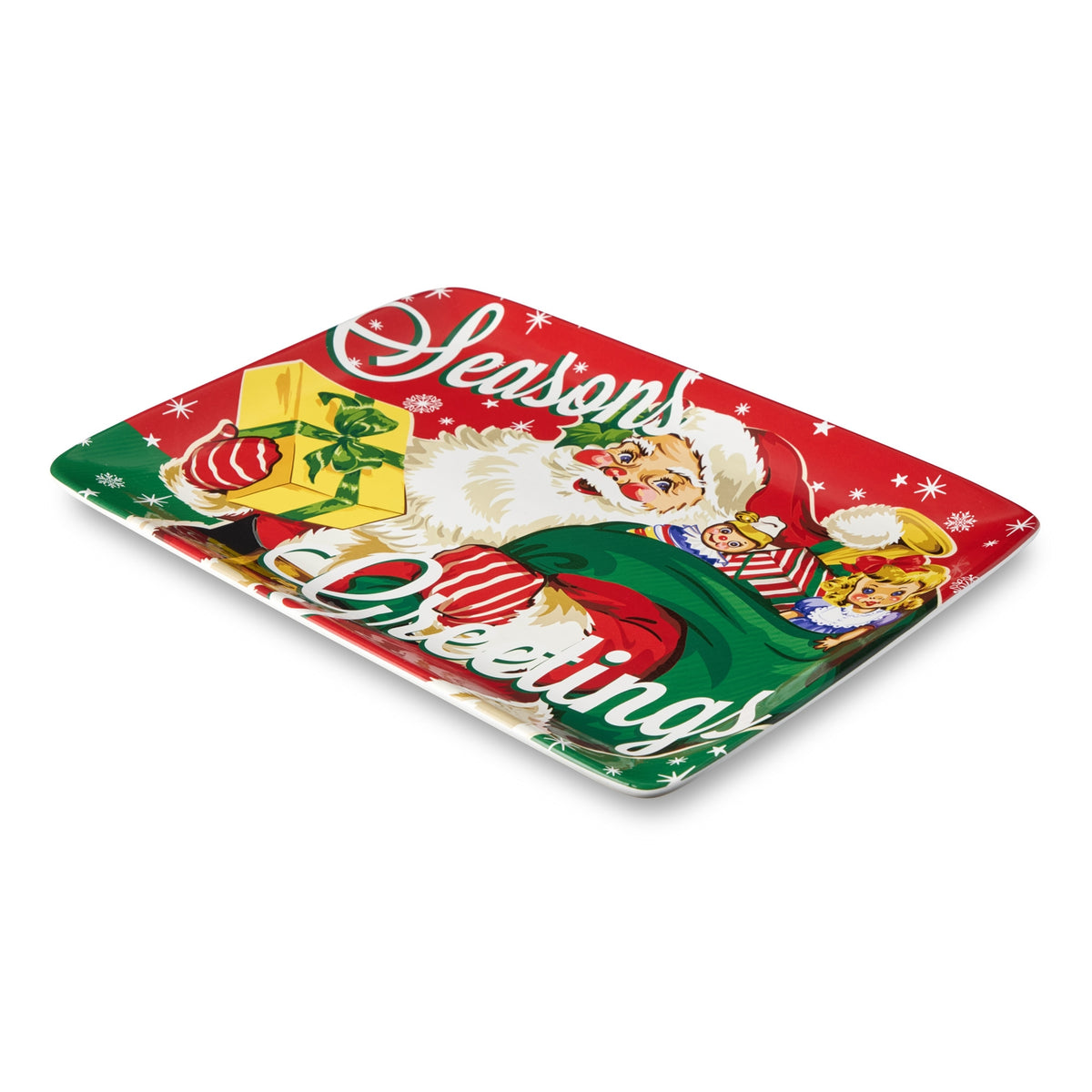 Santa's Retro Rectangular Platter 16 x 12