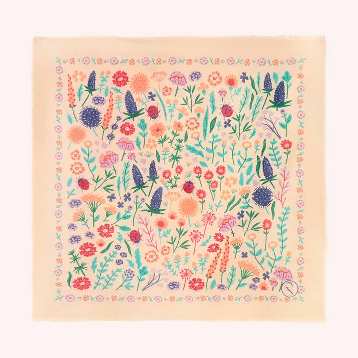 Wild Flowers Cotton Bandana - Coconut