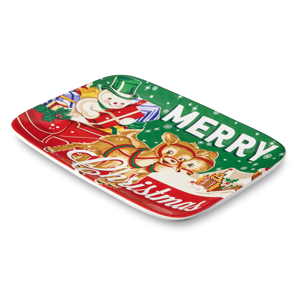 Santa's Retro Rectangular Platter 14 x 10