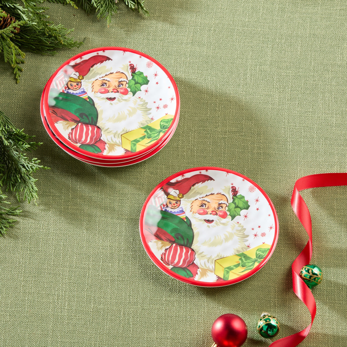 Santa's Retro Melamine Canape Plate Gift Set