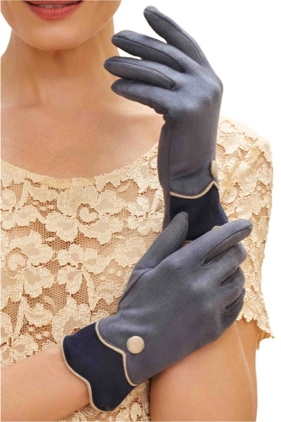 Pandora Faux Suede Gloves - Navy