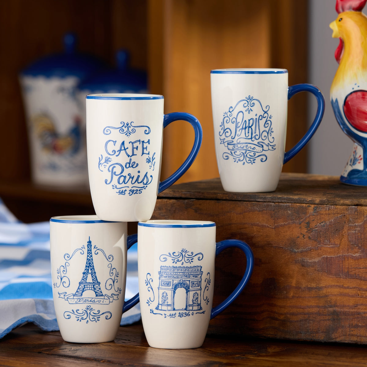 French Rooster Bistro Mug 16 oz. - Cafe De Paris