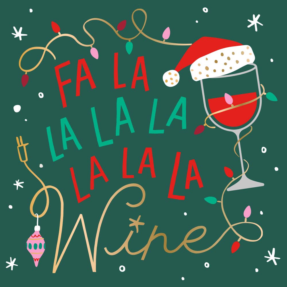 Fa La La Wine Christmas Cocktail Napkins