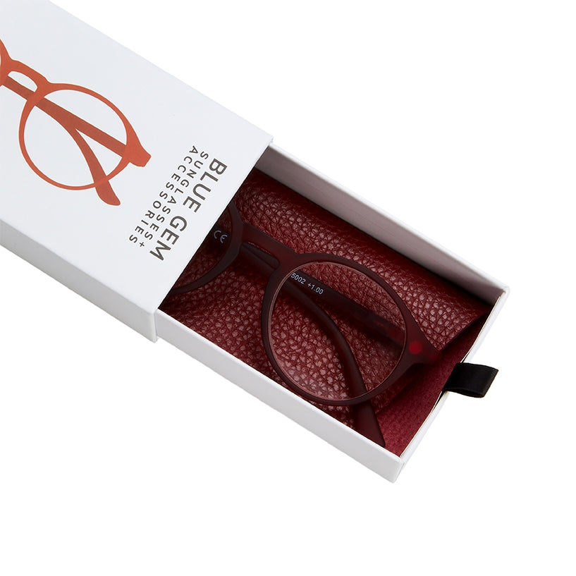Soft Round Reading Glasses With Case - Red