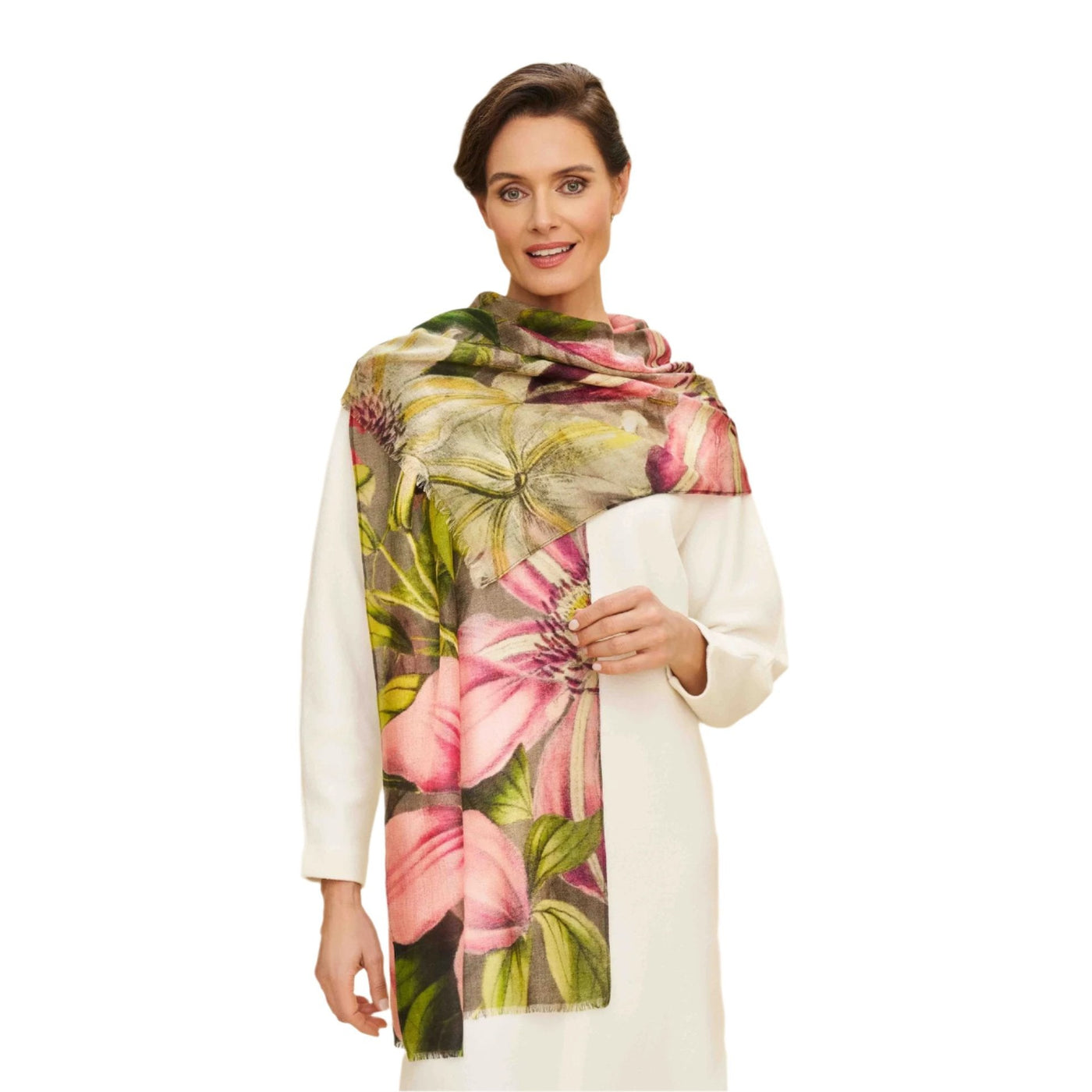 Oversized Botanicals Wool Wrap Scarf