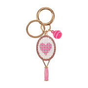 Sports Tennis Racket Shaped Keychain - Pink