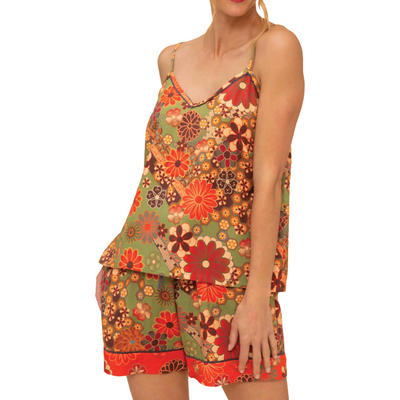 70s Kaleidoscope Floral Pajamas - Sage