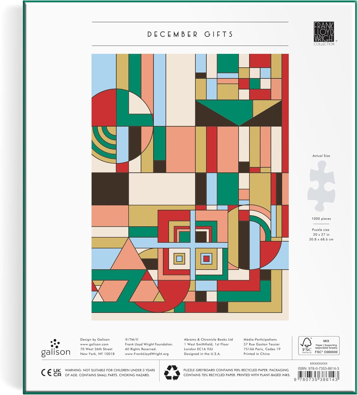 Frank Lloyd Wright December Gifts 1000 Piece Foil Puzzle