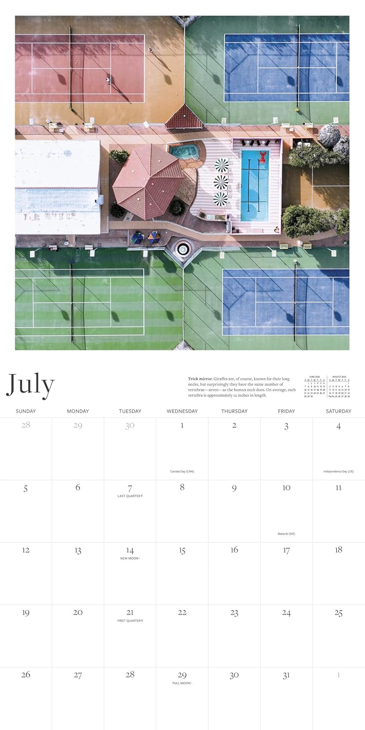 Wall Calendar 2026: Tennis Courts
