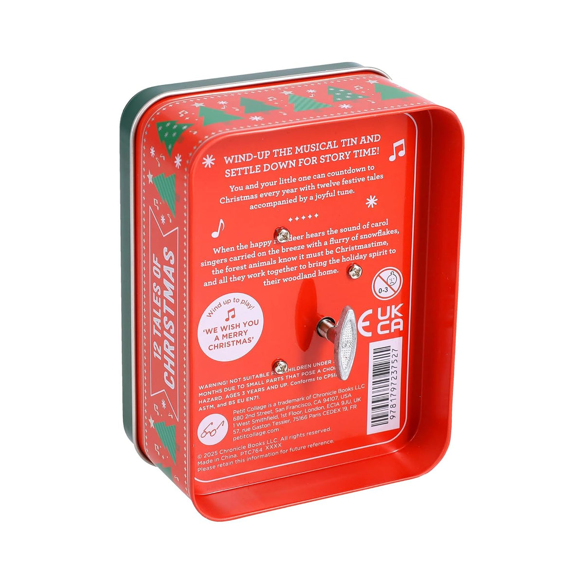 Petit Collage Musical Tin: 12 Tales of Christmas – 12 Holiday Stories with Wind‑Up Music in Festive Keepsake Tin