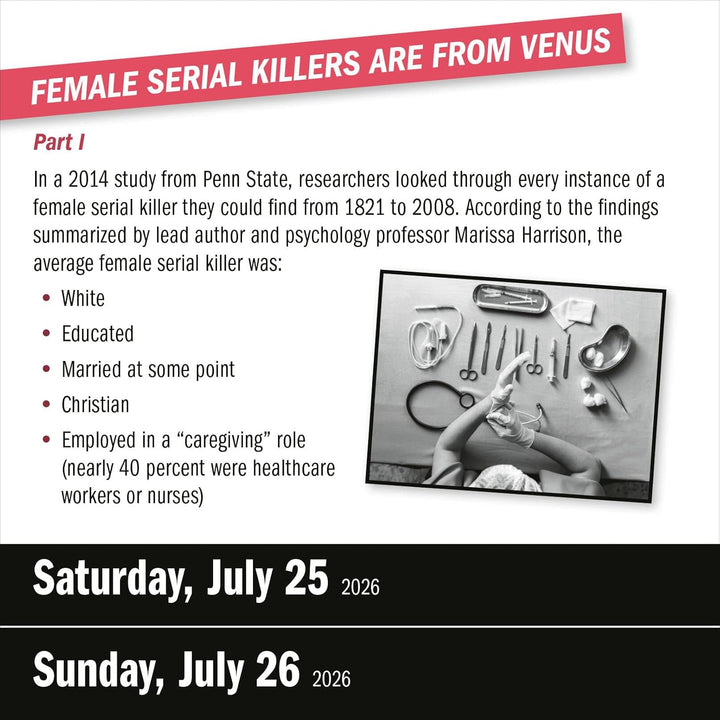 Page-A-Day Calendar 2026: Year Of True Crime