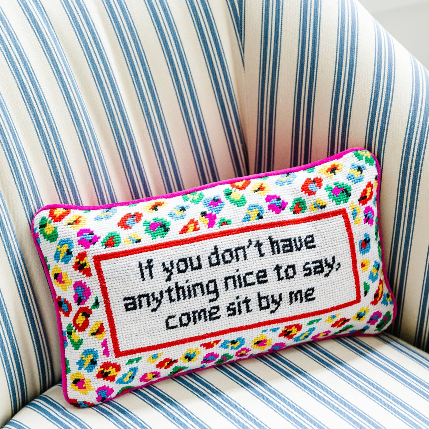 Come Sit By Me Needlepoint Pillow