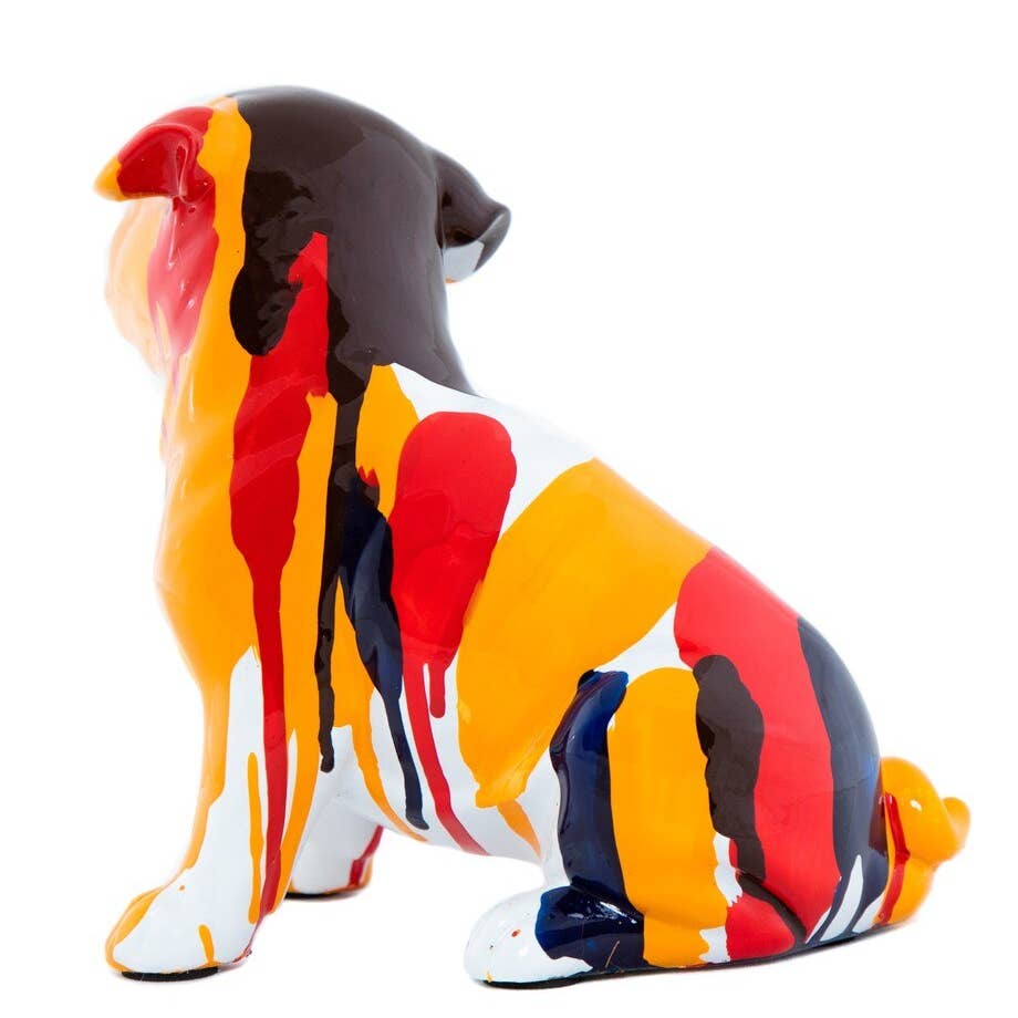 Splatter Art Sitting Bulldog - 7.5" tall