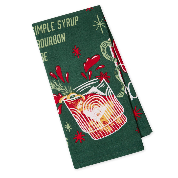 Holiday Bourbon Printed Flour Sack Kitchen Towel