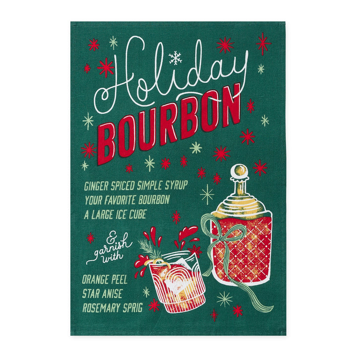 Holiday Bourbon Printed Flour Sack Kitchen Towel