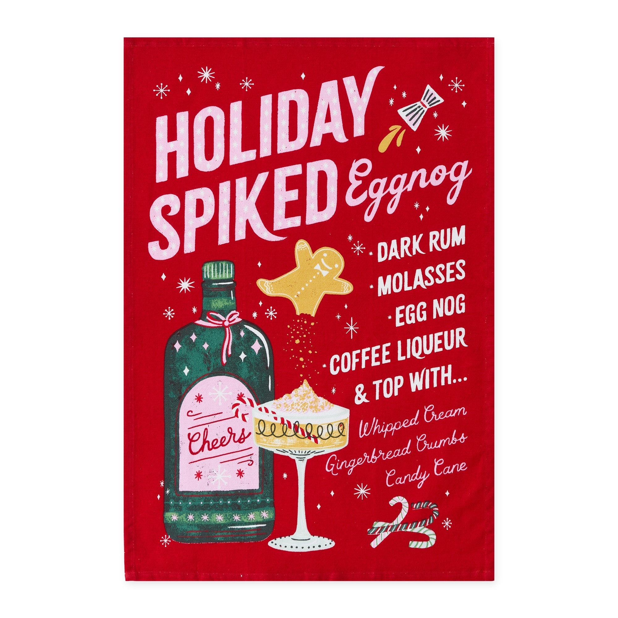 Holiday Spiked Eggnog Printed Flour Sack Kitchen Towel