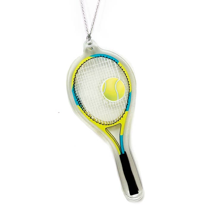 Tennis Racket With Tennis Ball Shaker Ornament