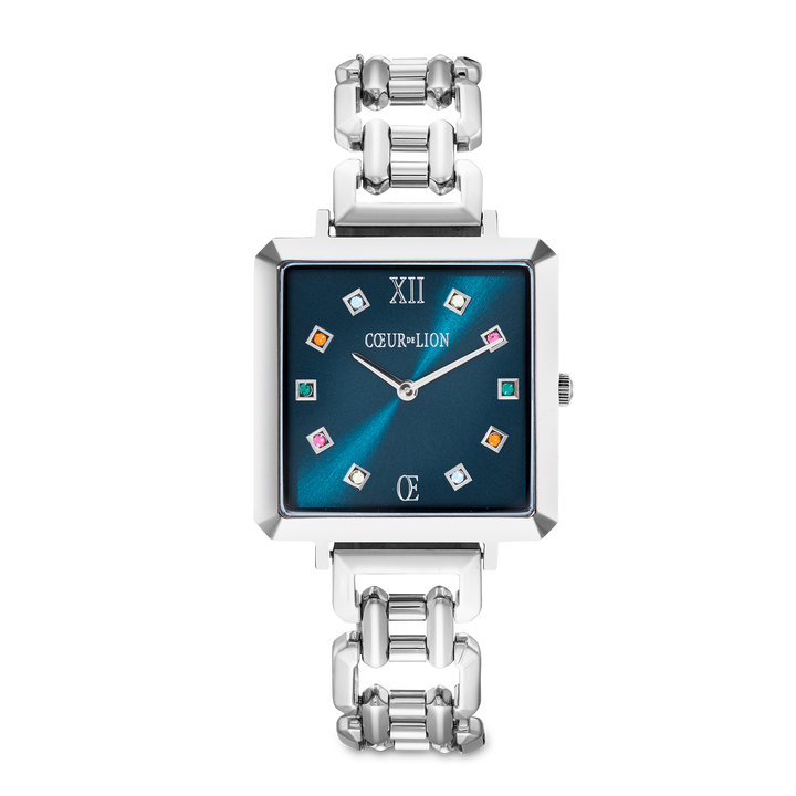 Iconic Cube Watch - Silver & Blue