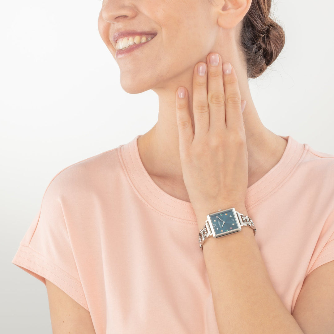 Iconic Cube Watch - Silver & Blue