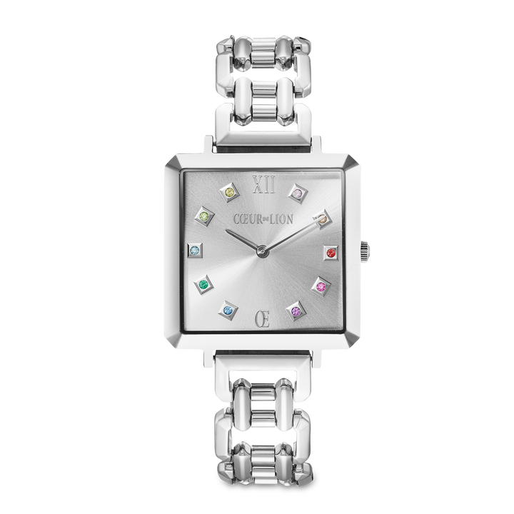 Iconic Cube Watch - Rainbow Silver
