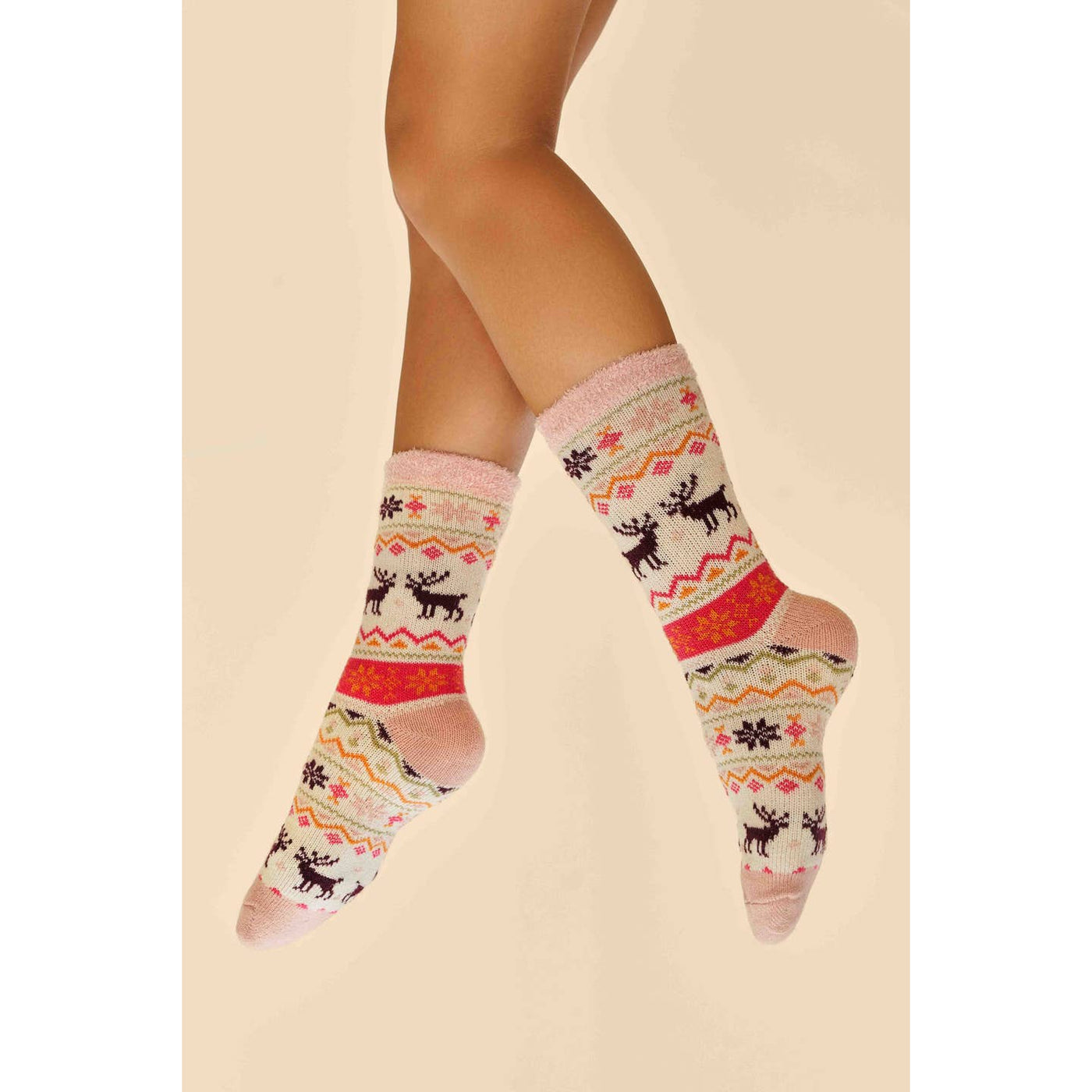 Fair Isle Reindeer Cozy Socks