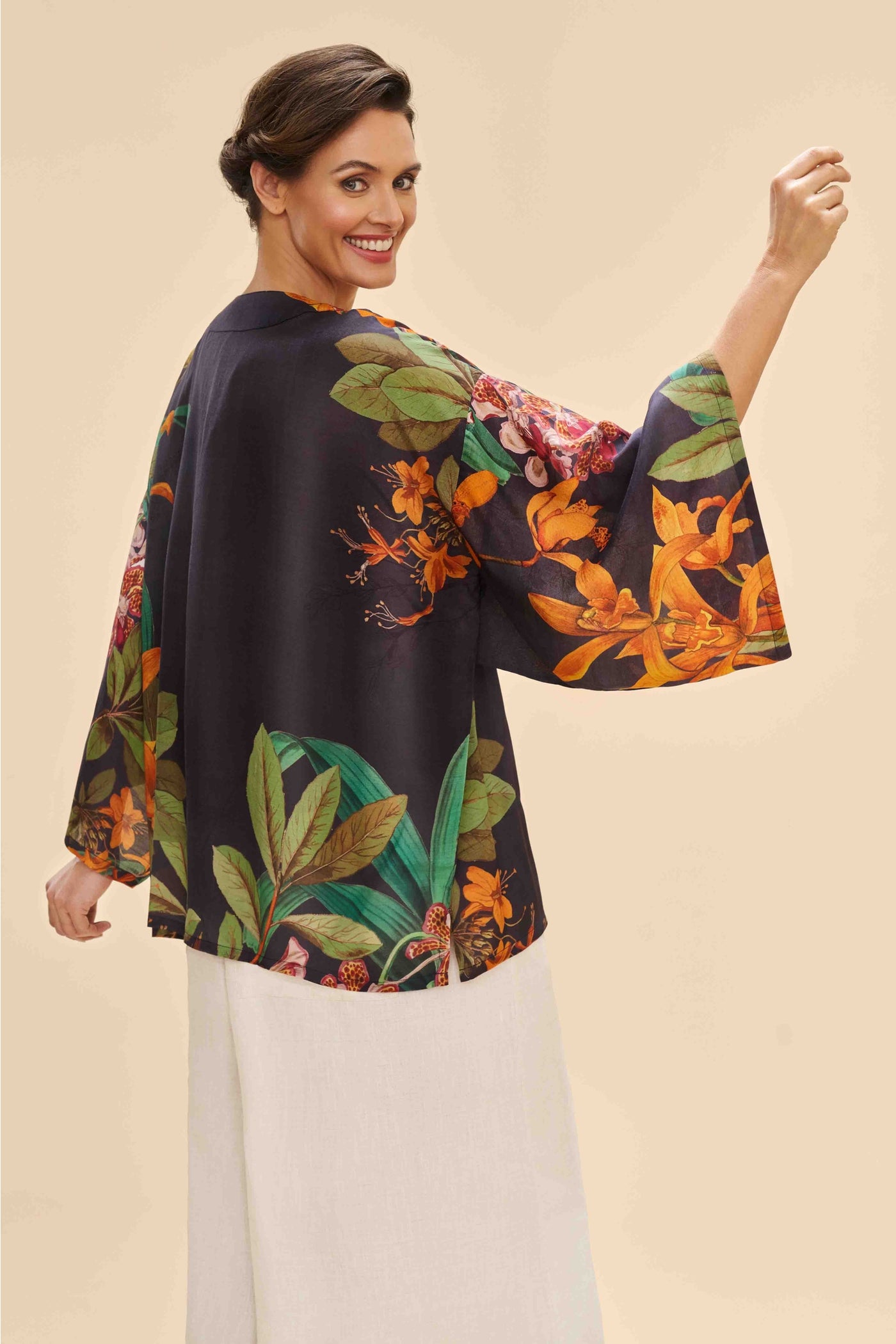 Botany Bliss Kimono Jacket - Charcoal