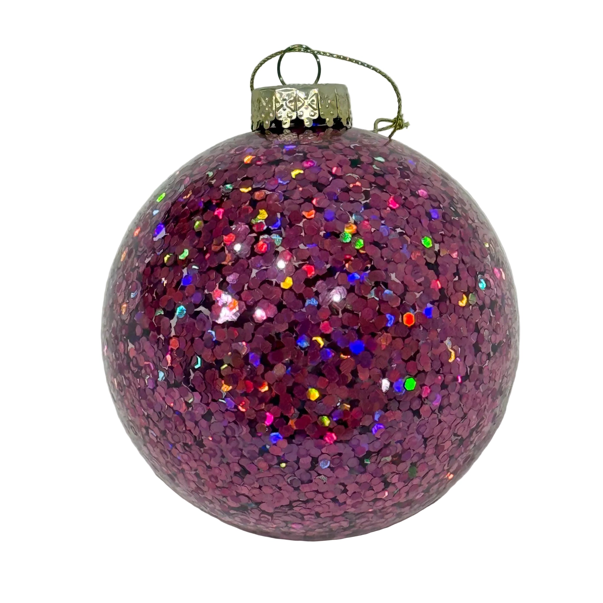 Chunky Glitter Ball Ornament - Pink