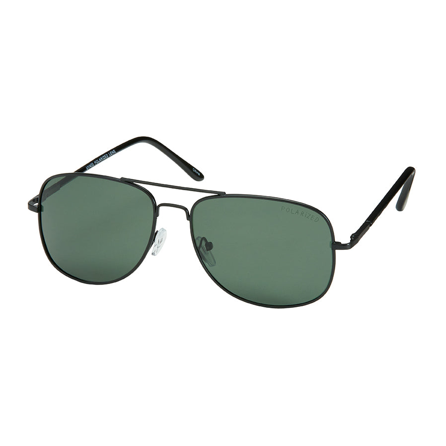 Square Metal Aviator Polarized Sunglasses - All Black