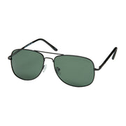 Square Metal Aviator Polarized Sunglasses - All Black