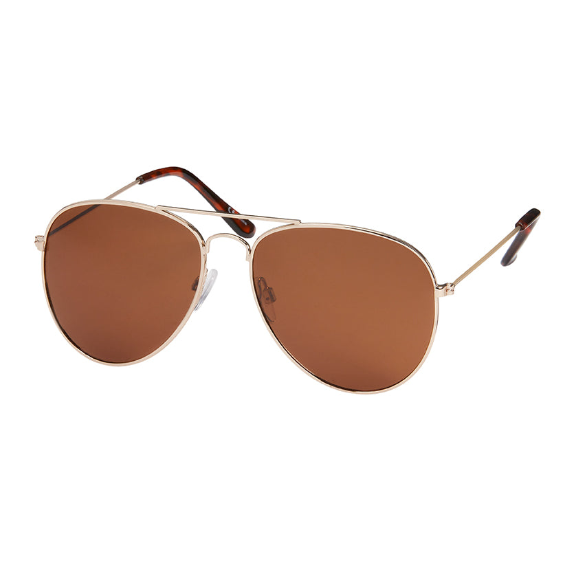 Aviator Polarized Sunglasses - Gold With Amber Lenses