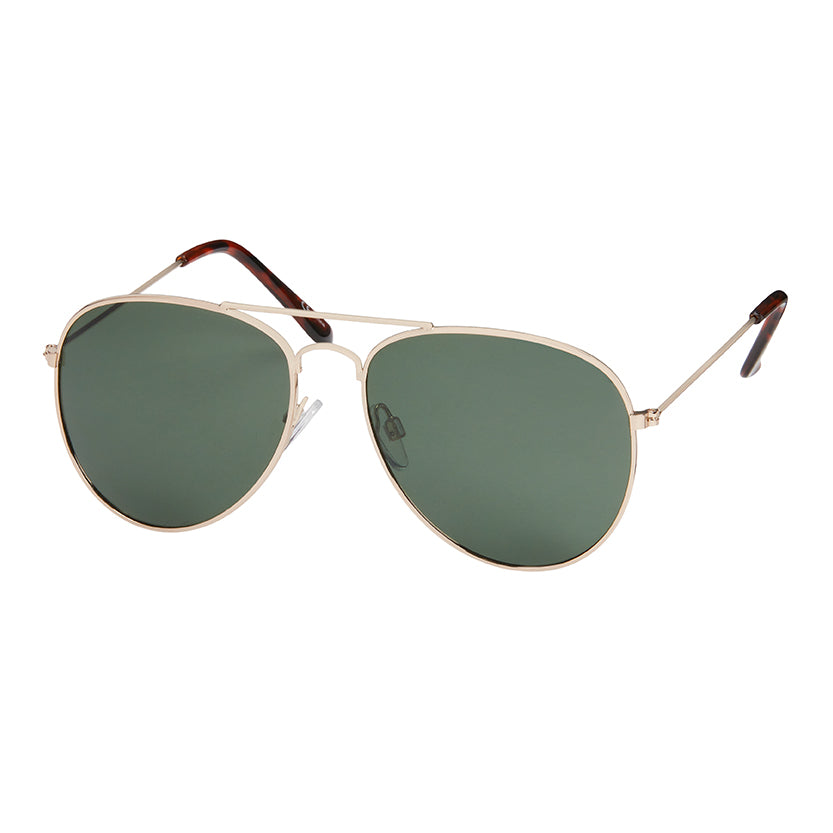 Aviator Polarized Sunglasses - Gold With Green Lenses