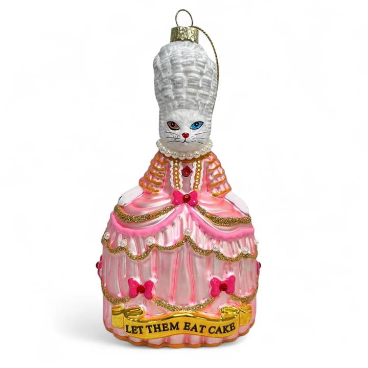 White Cat Marie Antoinette Let Them Eat Cake Ornament