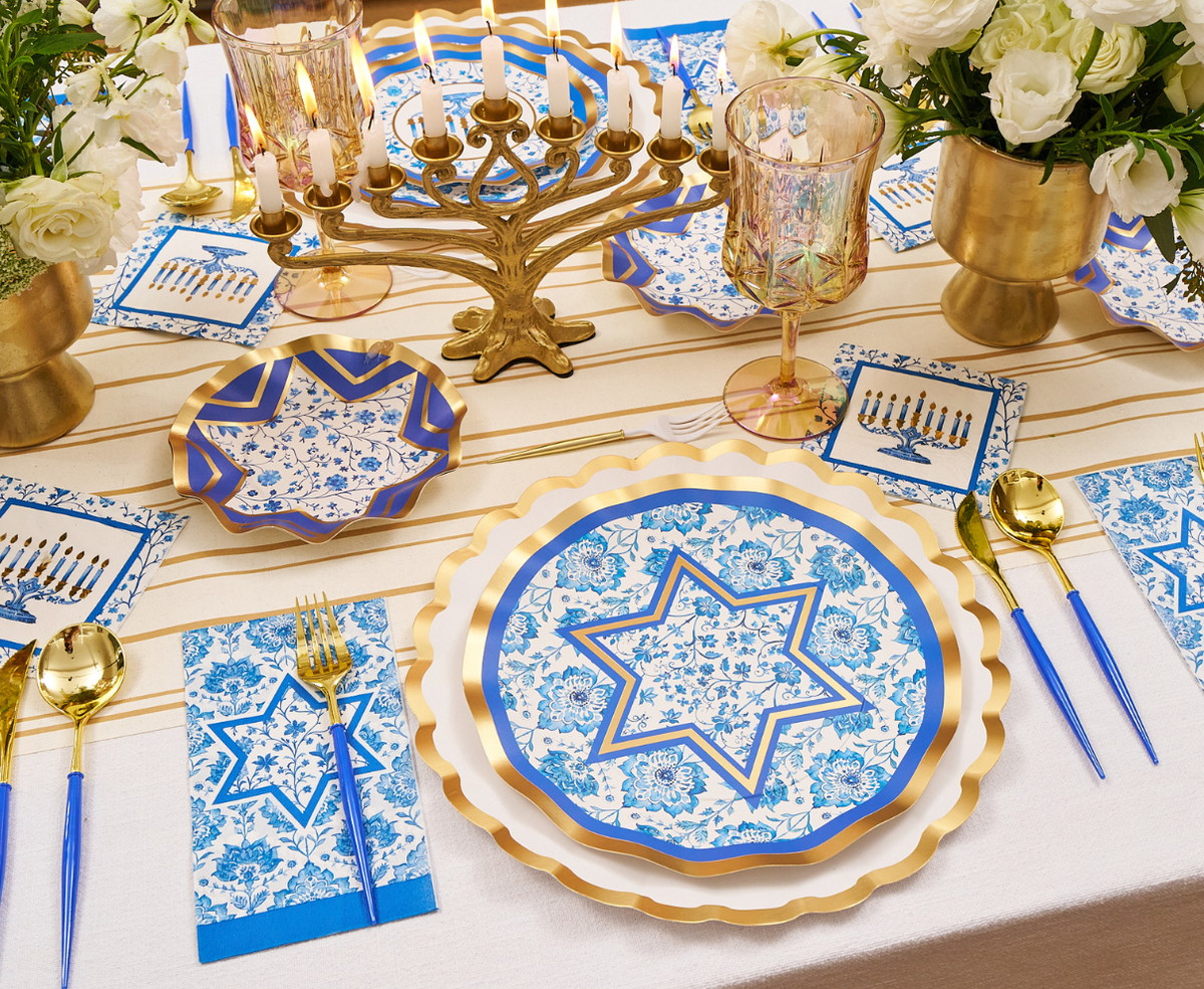 Hanukkah Toile Dinner Plates - 8 Pack