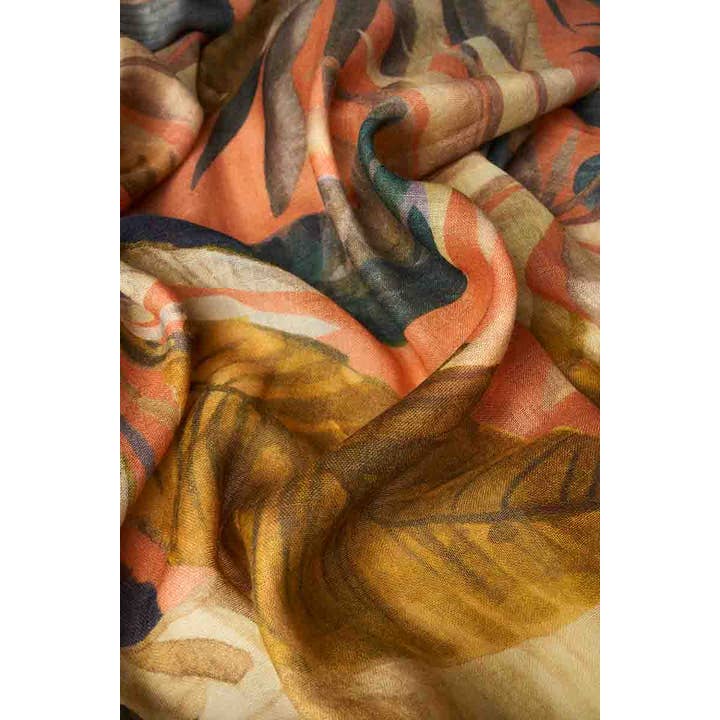 Oversized Wool Wraparound - Painted Palms