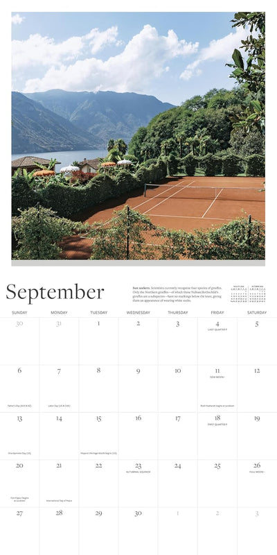 Wall Calendar 2026: Tennis Courts