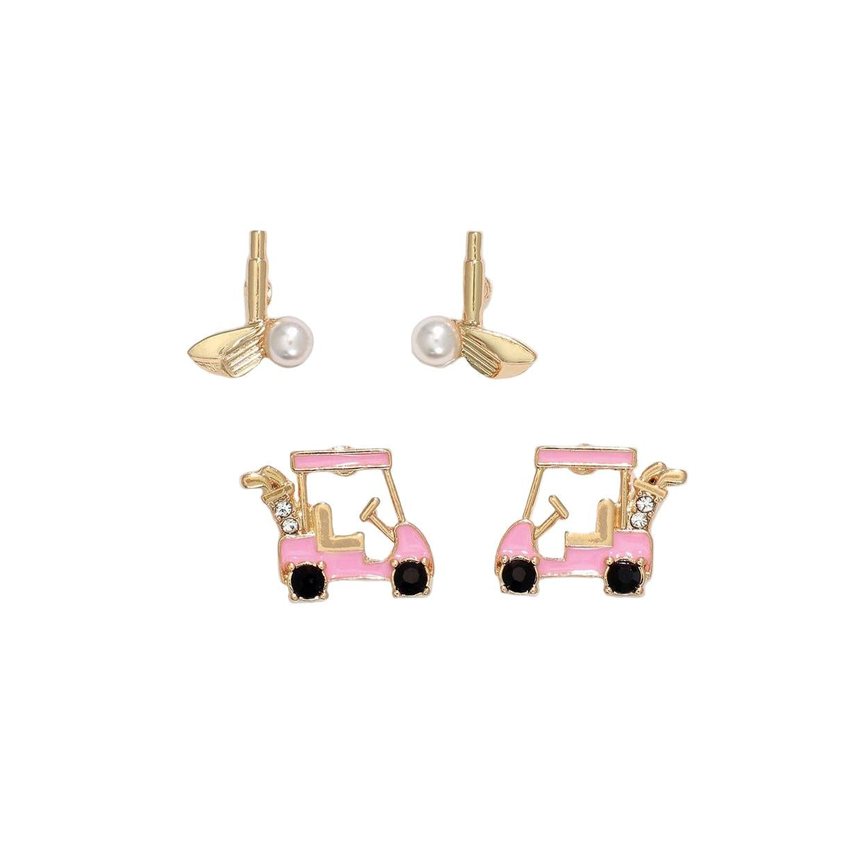 Golf Cart & Clubs Earrings