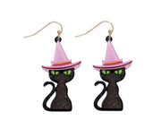 Purrrrrrple Hat Black Cat Earrings