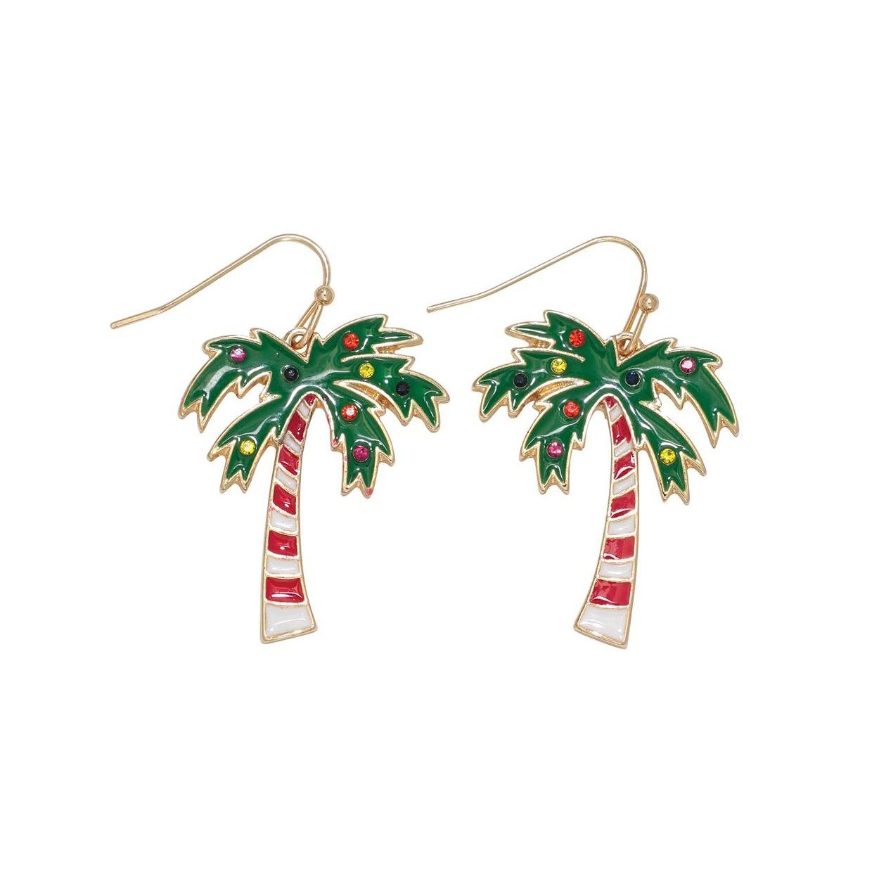 Holiday Palms With Crystals Earrings