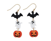 Bat Ghost Pumpkin Dangle Earrings