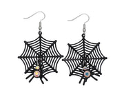 Black Spider With Crystals Earrings