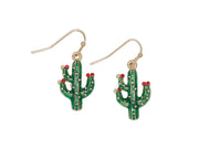 Cactus With Red Crystals Earrings