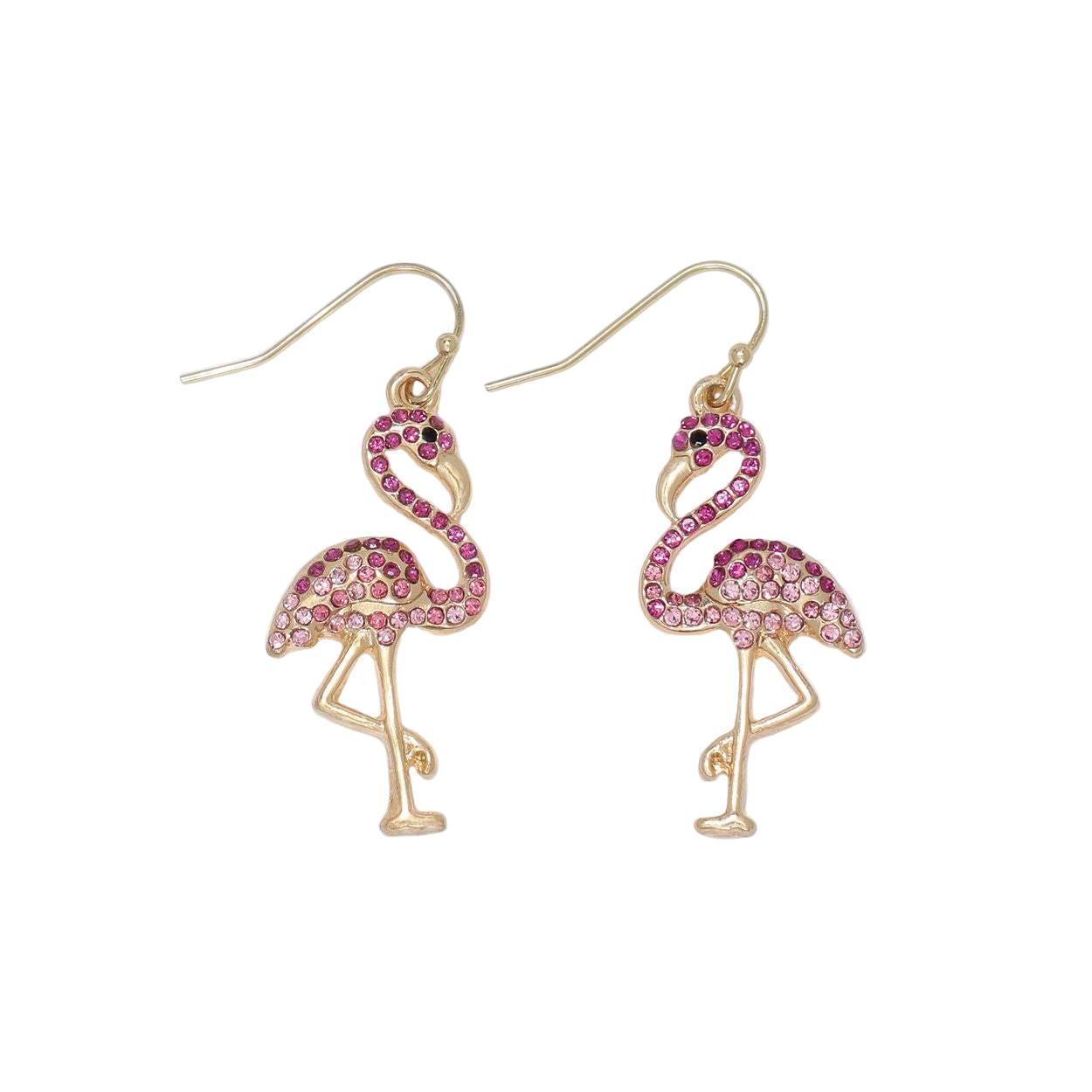 Bedazzled Pink Flamingo Earrings