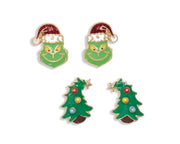 Mean One & Christmas Tree Earrings