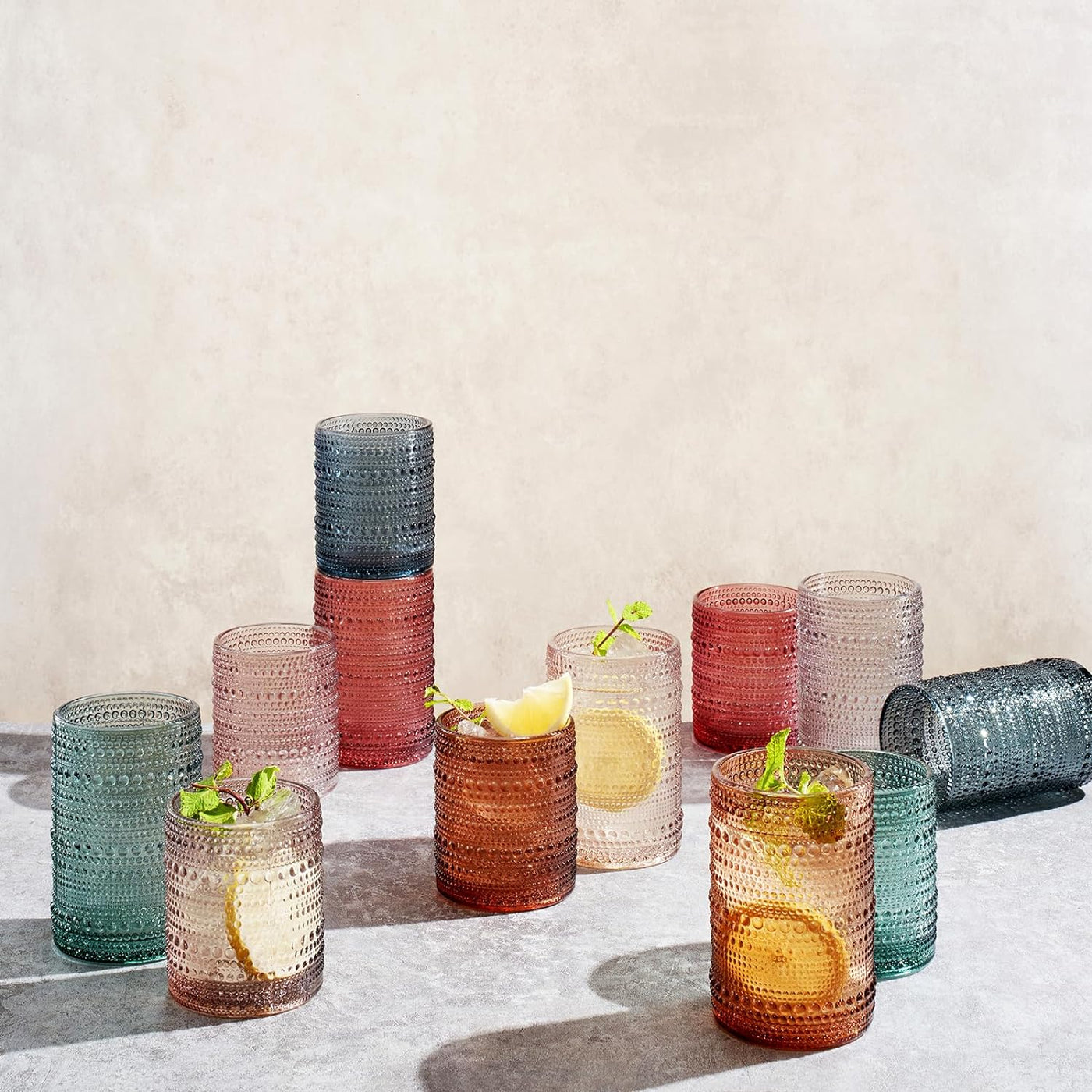 Hobnail Beaded Highball Glass - Green