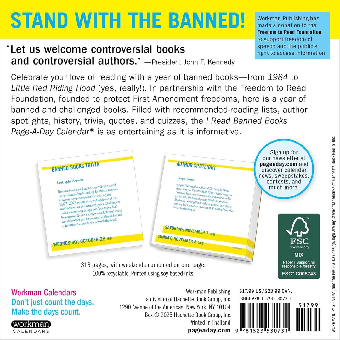 Page-A-Day Calendar 2026: I Read Banned Books