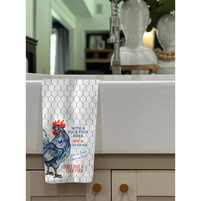 With A Fuck Fuck Here Waffle Weave Kitchen Towel