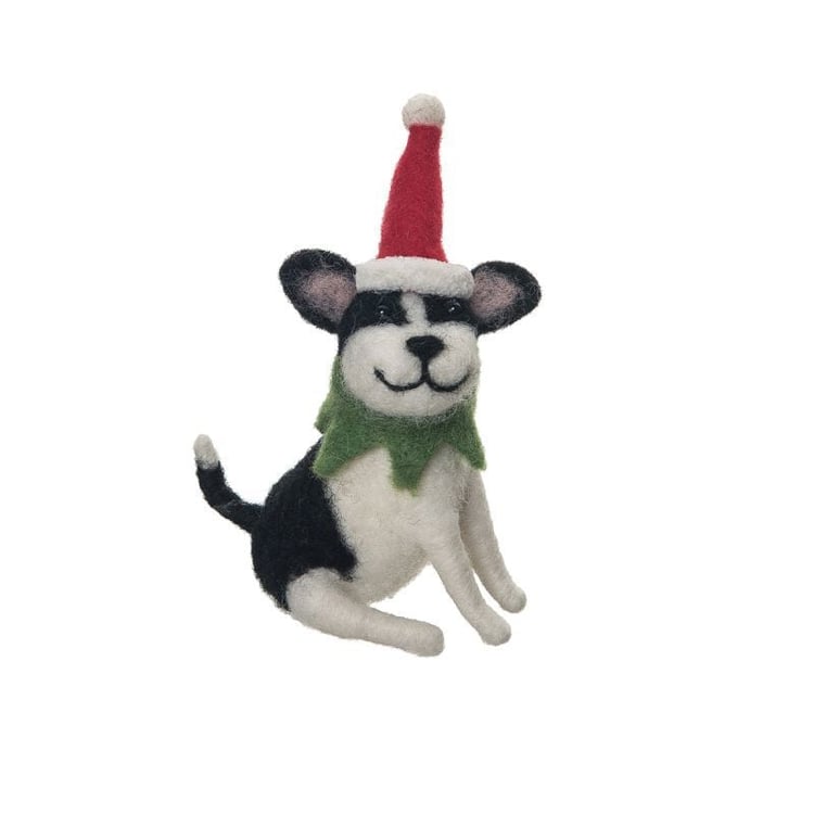 Dog Santa Hat Figurine